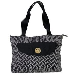 Baggallini Womens Black Print Large Nylon Shoulder Bag Tote Handbag Purse